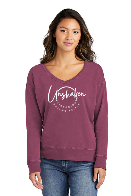 V-Neck Sweatshirt (XS-4X) - Vintage Raspberry