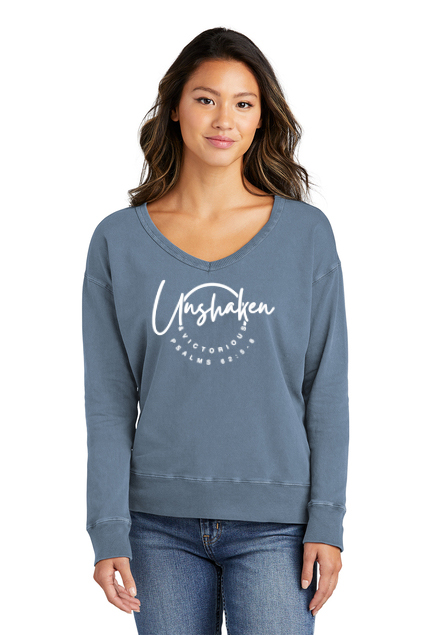 V-Neck Sweatshirt (XS-4X) - Faded Denim